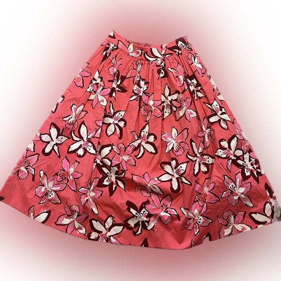 KATE SPADE Pink Floral Skirt Tiger Lily Flower Midi Antilles Bubble High Waist 4 - Picture 13 of 13